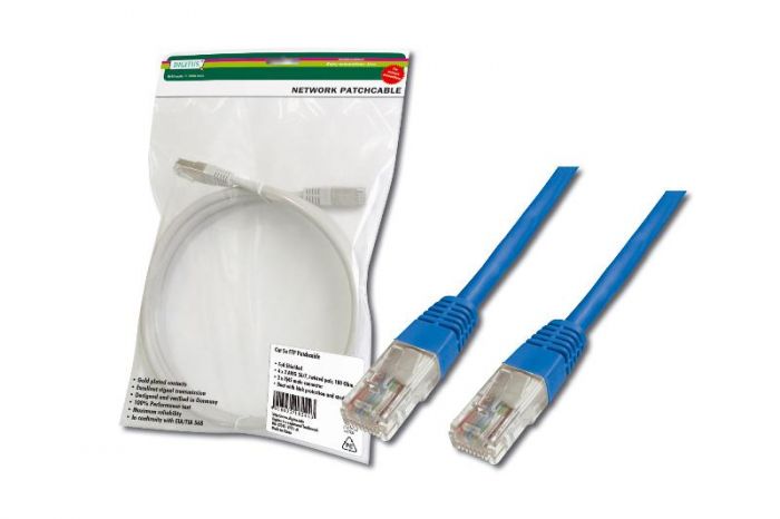 Патч-корд DIGITUS CAT 5e UTP, 5м, AWG 26/7, синього кольору