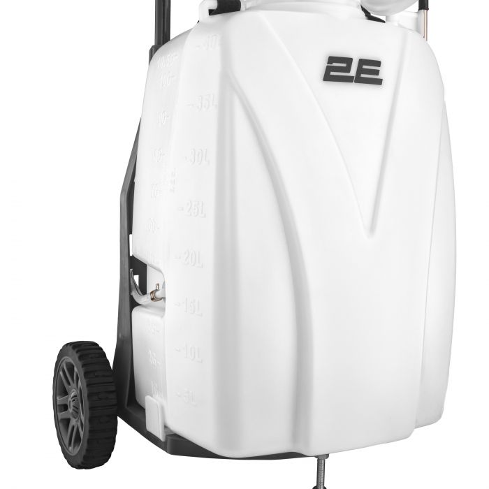 Обприскувач акумуляторний 2E AquaSpray 40LRC 40л 12В 1х12А·год 7бар 2.9л·хв 16кг вольтметр колеса катушка шланг 30м