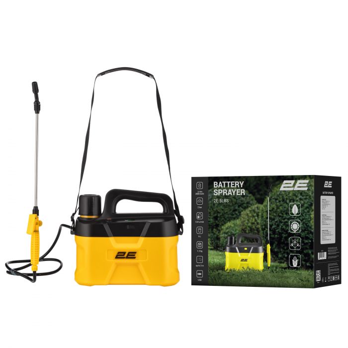 Обприскувач акумуляторний 2E AquaSpray 5LR 5л 3.7В 1х2500мА·год Li-ion 2бар 0.8л·хв 1.3кг