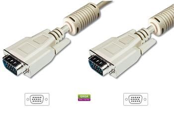 Кабель ASSMANN VGA (HDDB15M/M) 1.8m, ferrite, biege