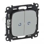 Перемикач 10АХ 250В 2-клавішний з підсвіткою Алюміній, Valena ALLURE