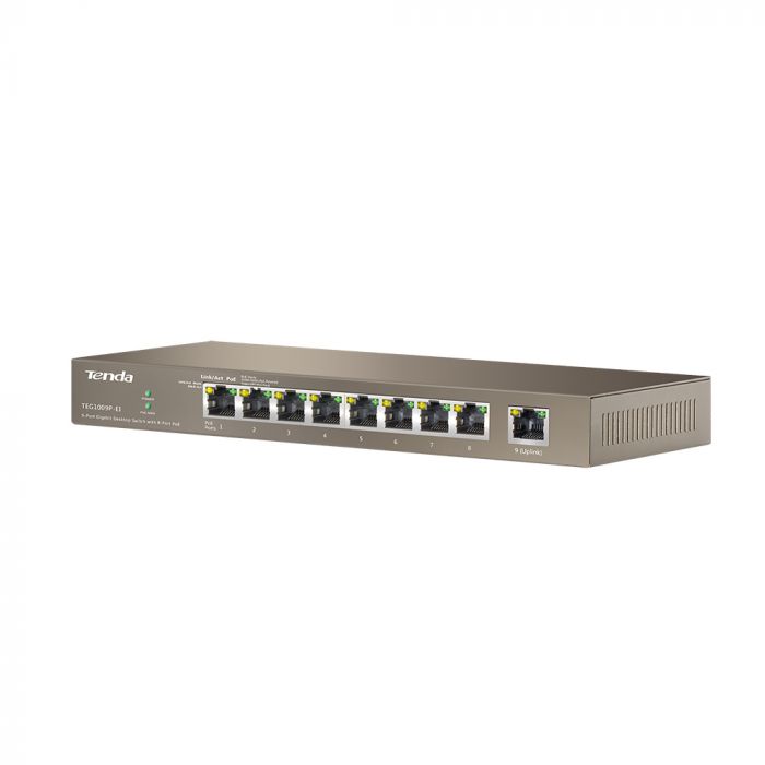 Комутатор TENDA TEG1009P-EI 8xGE PoE, 1xGE Uplink, 120W