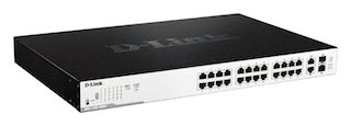 Комутатор  D-Link DGS-1100-26MP 24x1GE PoE, 2xSFP/GE, 370Вт, EasySmart