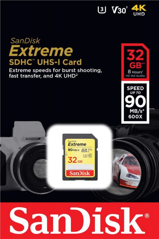 Карта пам'яті SanDisk SD   32GB V30 UHS-I U3 R90/W40MB/s Extreme