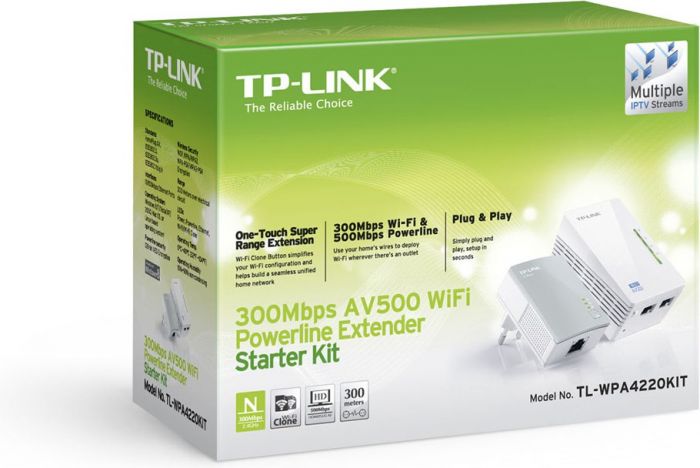 Комплект адаптерiв TP-LINK TL-WPA4220KIT (TL-WPA4220 1шт, TL-PA4010 1шт)