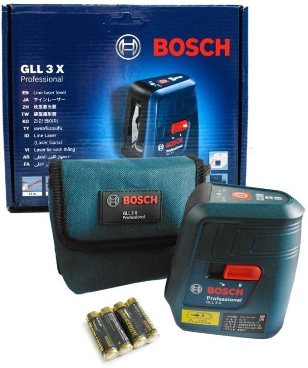 Нівелір лазерний Bosch GLL 3 X, точність ± 0.5 мм на 1 м до 15 м, 0.5 кг