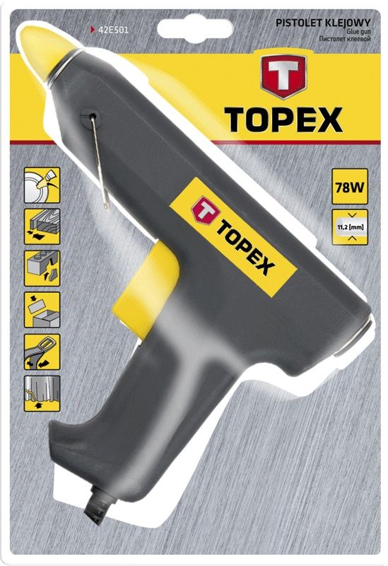 Пістолет клейовий TOPEX, 11 мм, 25/78 Вт, 12-18 г/хв