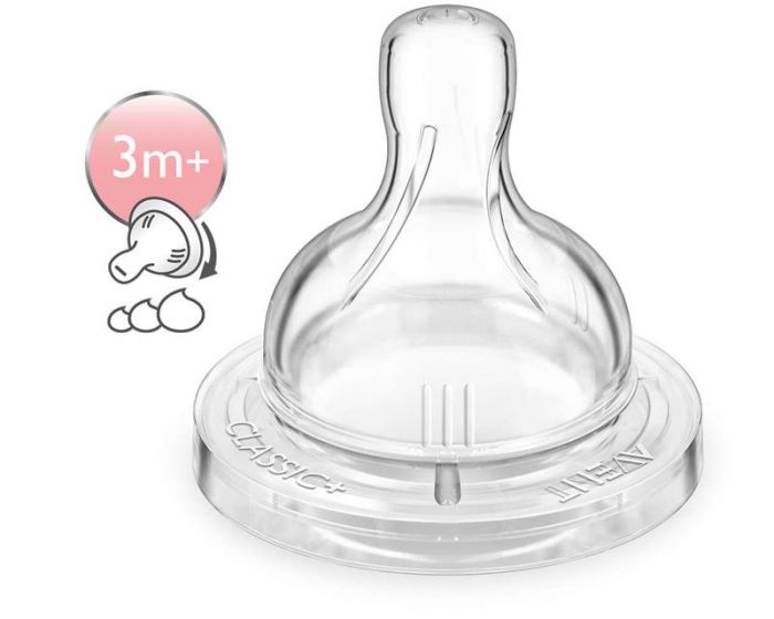 Соска Avent Classic+ 3міс+, силіконова, варіативний потік, 2шт