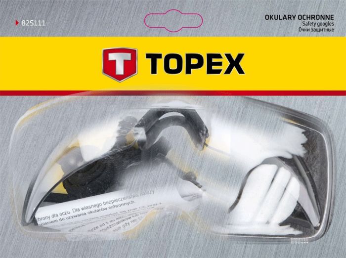 Окуляри захисні TOPEX, лінзи з полікарбонату, нейлонові регульовані дужки, прозорі