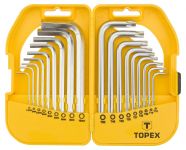Ключі шестигранні та Torx TOPEX, набір 18 од., 1.5-10 мм, T10-T50, короткі