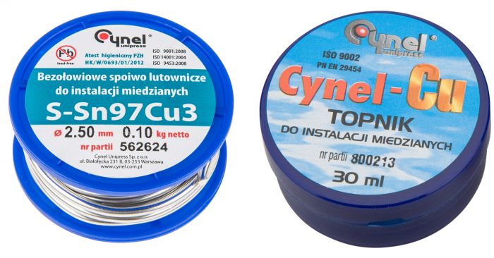 Набір для паяння TOPEX, 2.5мм х 100г Sn97Cu3, 30 мл, припій, флюс, для мідних систем