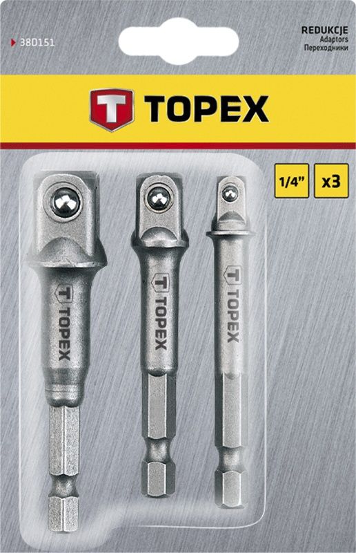 Перехідник для змінних головок TOPEX, набір 3 од., 1/4", 3/8", 1/2"