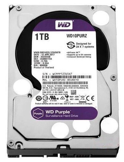 Жорсткий диск WD  1TB 3.5" 5400 64MB SATA Purple Surveillance