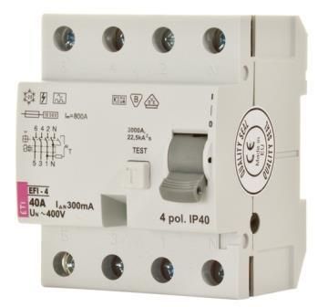 Реле диференційне (ПЗВ) ETI EFI-4 63 / 0,3 тип A (10kA)