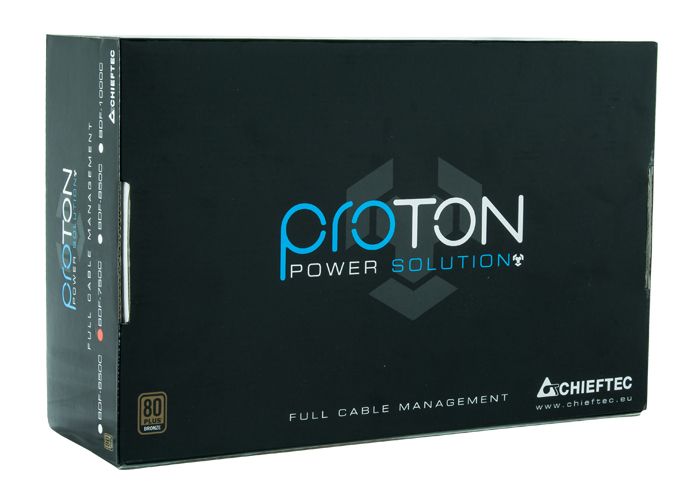 Блок живлення CHIEFTEC Proton (850W), ATX v2.3, 100-240V, >85%, 80+ Bronze, 140мм, 1xMB 24pin(20+4), 1xCPU 8pin(4+4), 1xCPU 8pin, 3xMolex, 9xSATA, 6xPCIe 8pin(6+2), CE, CB, TUV, FCC, RoHS, Fully Modular, Retail