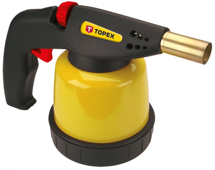 Лампа паяльна газова TOPEX, картриджі 190 г, 1.9 кВт, п'єзозапалювання, регулювання полум'я