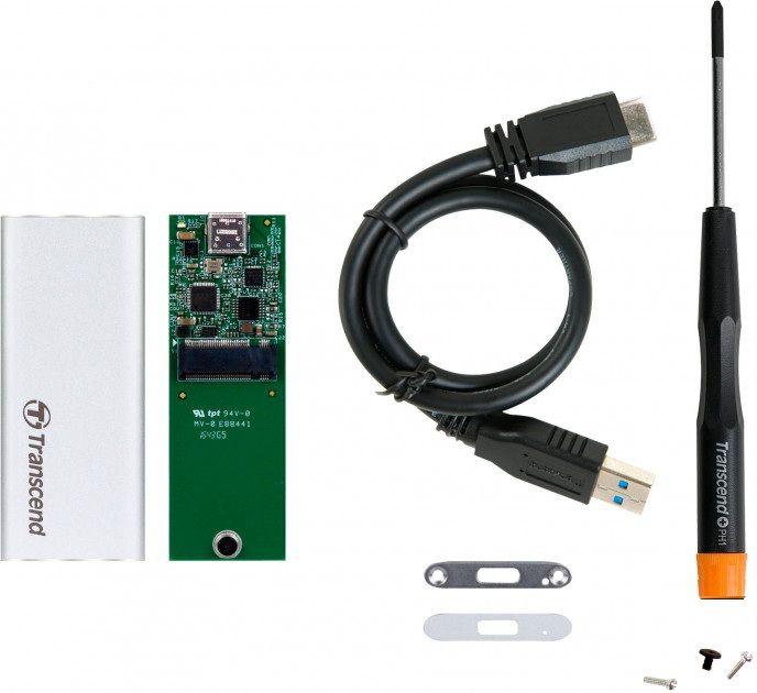 Портативний корпус для SSD SATA M.2 2280 Transcend USB 3.1 Gen 1 Metal Silver