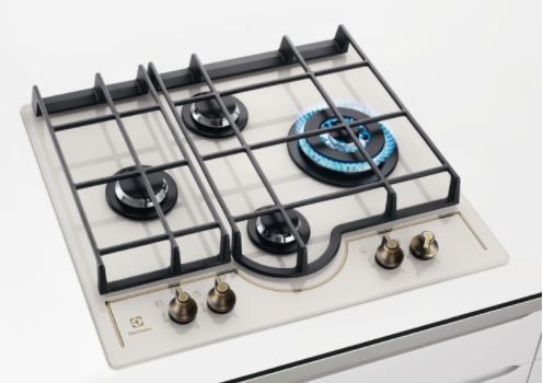 Варильна поверхня Electrolux газова на склі Rococo, 60см, чавун, шампань