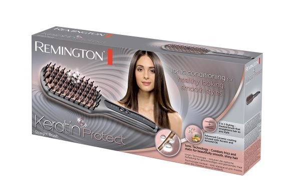 Щітка-випрямляч Remington KERATIN PROTECT, темп.режимов-3, 150-230С, іонізація, кераміка, сріблястий