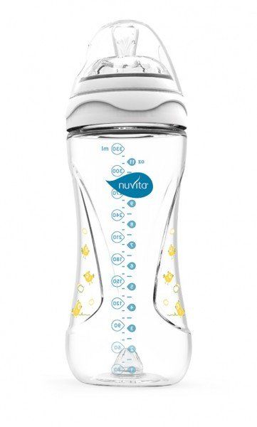 Пляшка для годування Nuvita Mimic 330 мл 4м+ Антиколікова, біла NV6050White