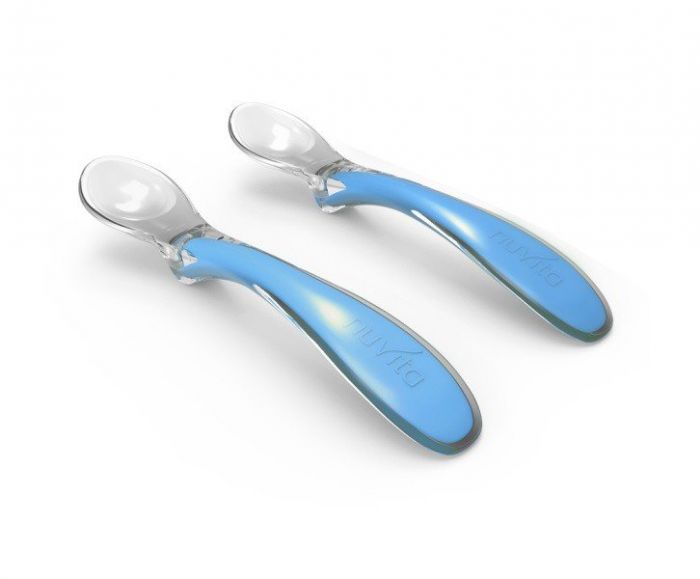 Набір силіконових ложечок для годування Nuvita Easy Eating 6м + 2 шт. синя NV8480Blue
