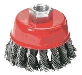 Щітка дротяна чашкова Verto, торцева, 100мм, переплетений дріт, різьблення M14