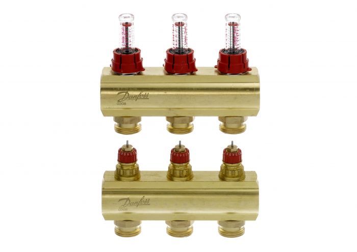 Розподільний колектор  Danfoss FHF 3+3 з ротаметрами, латунний