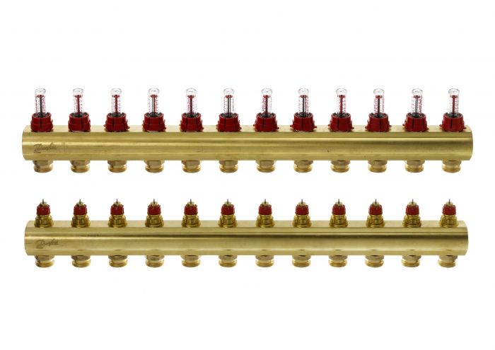 Розподільний колектор  Danfoss FHF 12+12 з ротаметрами, латунний