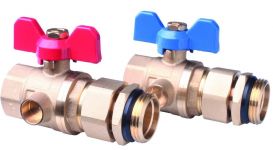 Комплект кульових кранів Danfoss FHF-BV, 1", для підключення колекторів, 2шт, прямий, латунь