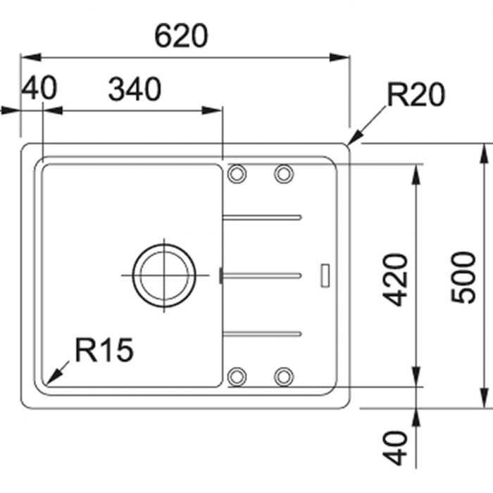 Кухонна мийка Franke BASIS BFG 611-62 Фраграніт/620х500х200/Графіт