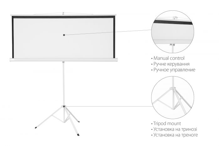 Екран 2E на тринозі, 1:1, 80", (1.45*1.45 м)