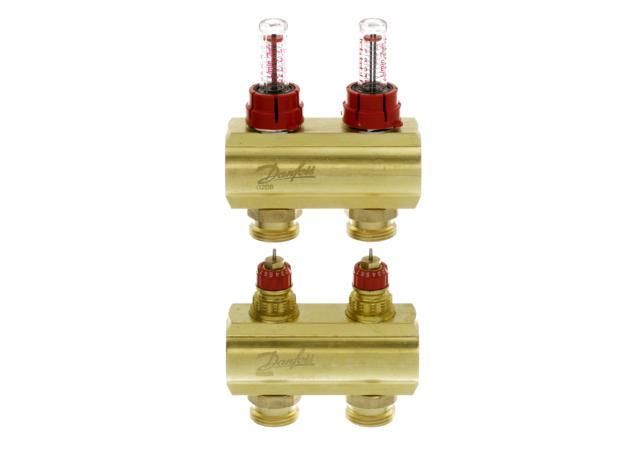 Розподільний колектор  Danfoss FHF 2+2 з ротаметрами, латунний