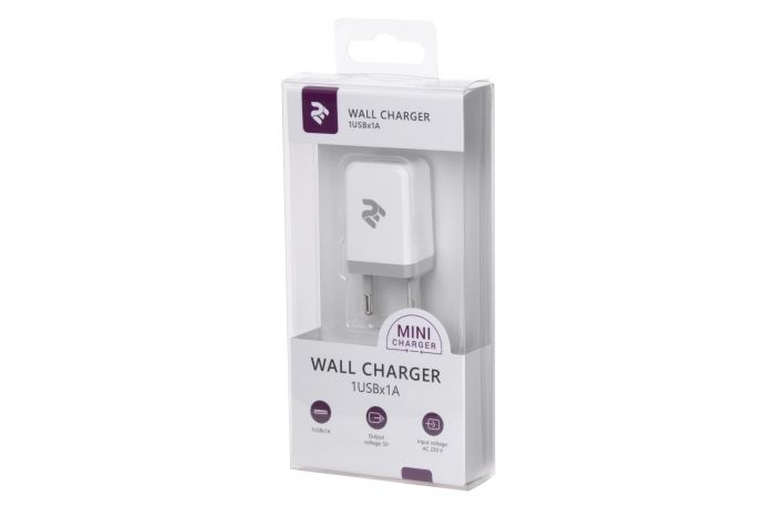 Мережевий ЗП 2E USB Wall Charger USB:DC5V/1A, white
