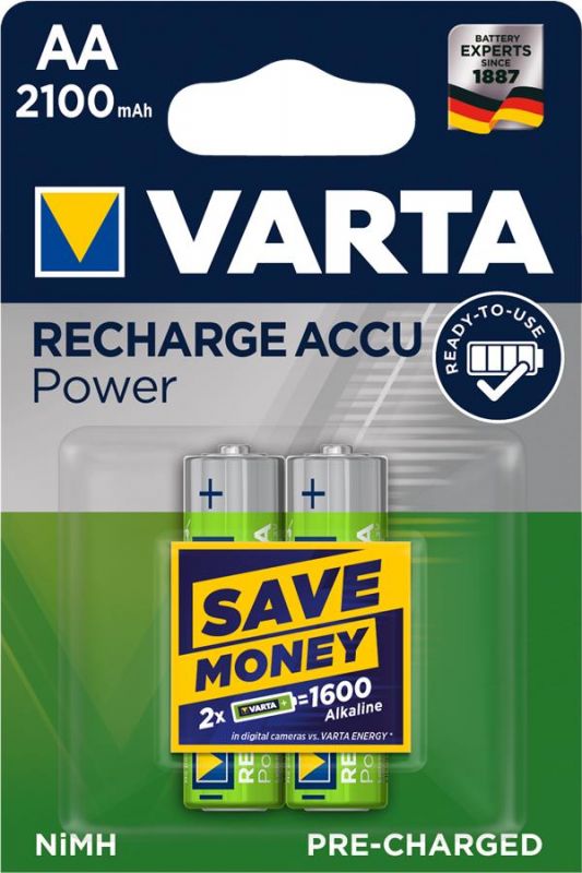 Акумулятор VARTA RECHARGEABLE ACCU AA 2100mAh BLI 2 NI-MH (READY 2 USE)