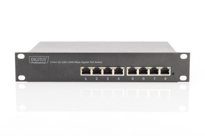 Комутатор DIGITUS Gigabit Ethernet 8x10/100/1000Mbps RJ45 POE, 10"