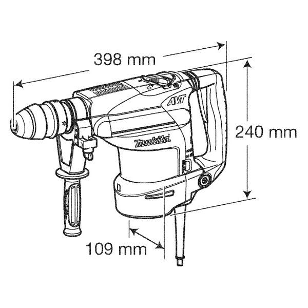 Перфоратор Makita HR3200C, SDS+, 850 Вт, 5.1 Дж, 4.8 кг
