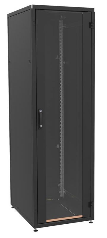 Шафа ZPAS 19" 42U 600x1000, скляні двері WZ-IT-426010-69AA-4-161-FP, чорна