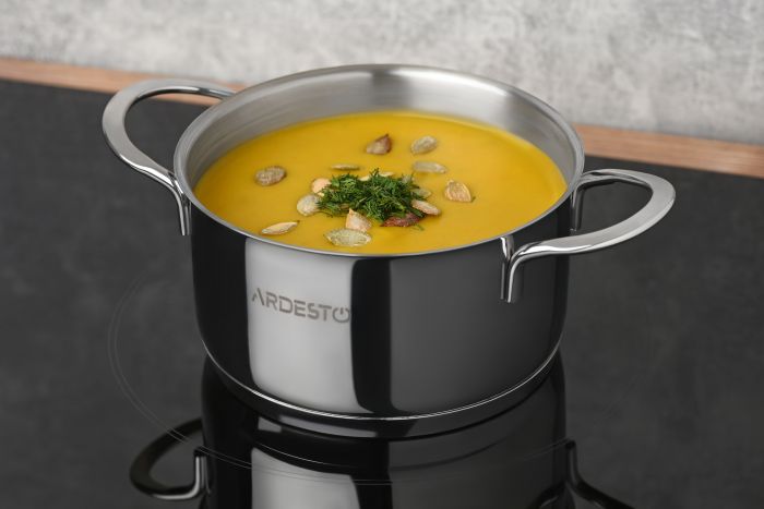 Каструля Ardesto Luna, скляна кришка, 1.2 л, нержавіюча сталь