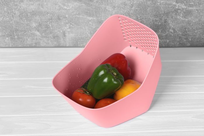 Миска з ситом Ardesto Fresh, рожевий, пластик