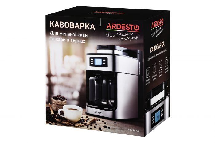 Кавоварка Ardesto YCM-D1200 - крапельна/ 1.2 л/ дисплей/ вбуд. кавомолка