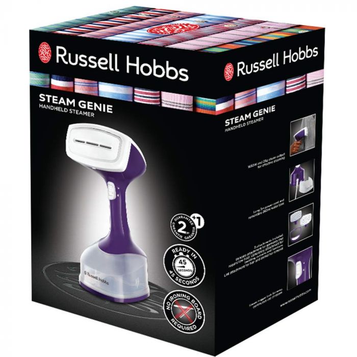Відпарювач Russell Hobbs компактний Steam Genie, 1650Вт, 220мл, постійна пара - 25гр, нерж. сталь, фіолетовий