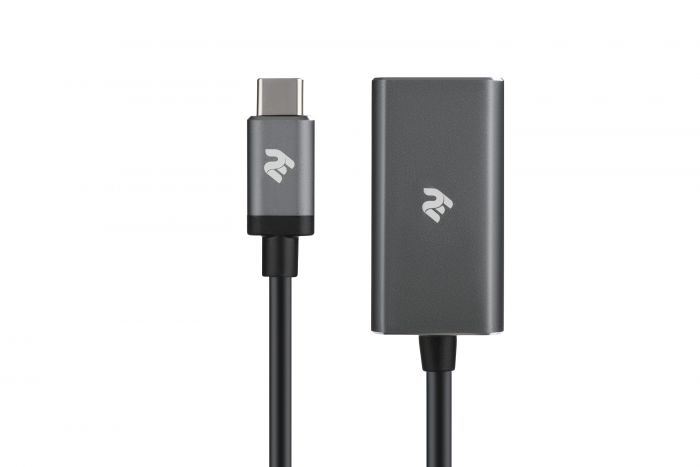 Адаптер 2Е Type-C - DisplayPort, Alluminum, 0.2m