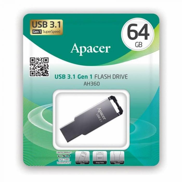 Накопичувач Apacer  64GB USB 3.1 AH360 Ashy