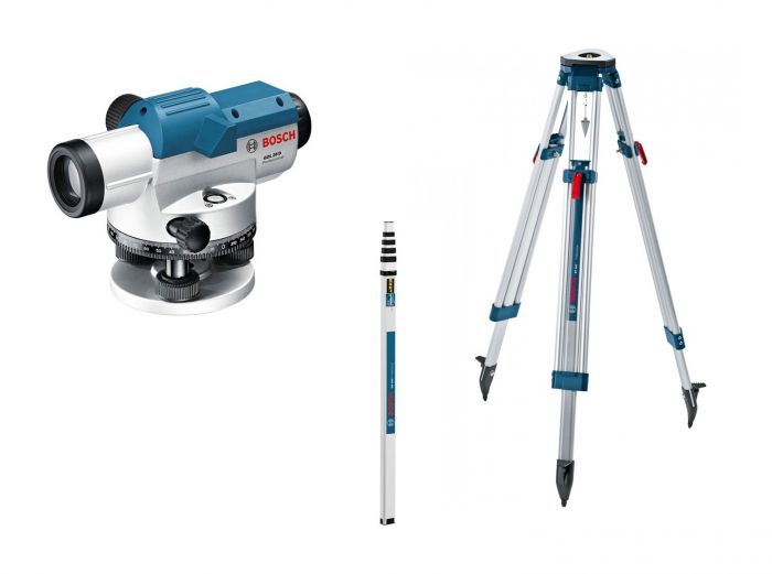 Нівелір оптичний Bosch GOL 26 D + BT160 + GR500, зум х26,± 1.6 мм на 30 м, до 100 м, 1.5 кг
