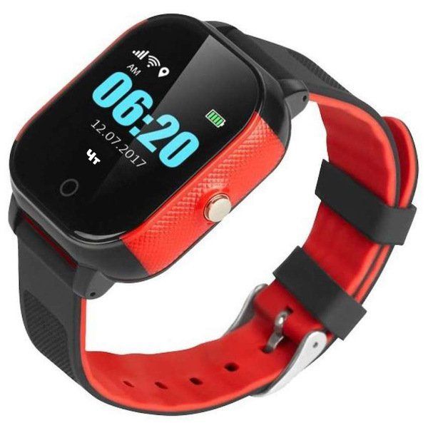 Дитячий GPS годинник-телефон GOGPS ME К23 чорний з червоним
