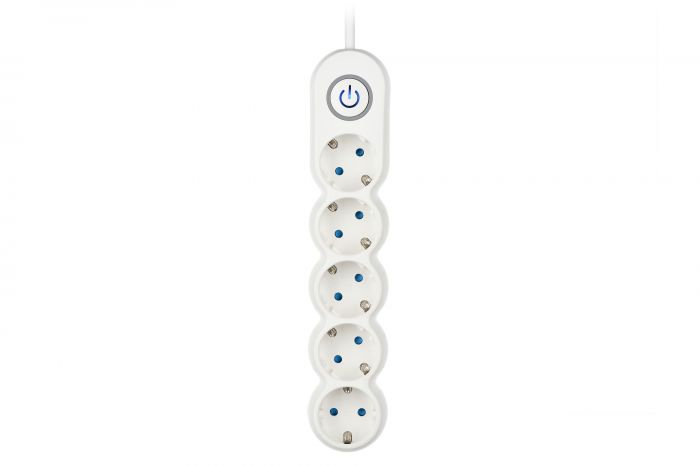 Мережевий фільтр 2Е Plus 5XSchuko з вимикачем, 3G*1.0мм, 3м, white