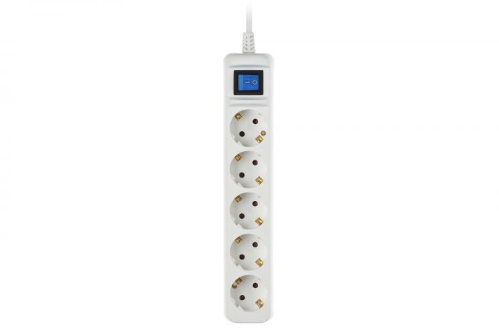 Мережевий фільтр 2Е 5XSchuko з вимикачем, 3G*1.0мм, 3м, white