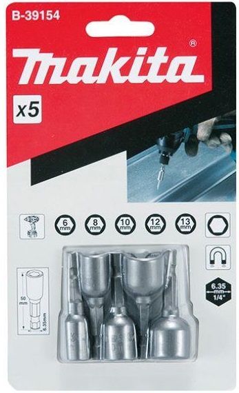 Набір насадок магнітних Makita з хвост.1/4'Hex (6,8,10,12,13х50 мм)