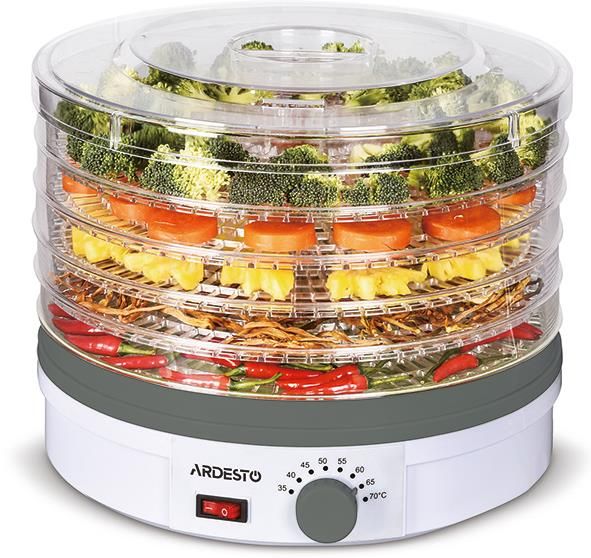 Сушка для продуктів Ardesto FDB-5320 - 245Вт/ 5 піддонів вис. 3см/ діаметр 32см/ рег. темп./ біла
