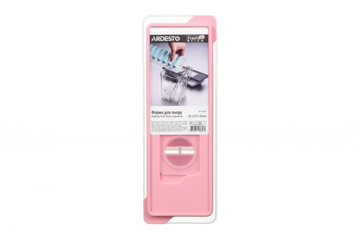 Форма для льоду Ardesto Fresh Stick з кришкою, рожевий, силікон, пластик